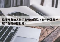 软件开发技术部门有哪些岗位（软件开发技术部门有哪些岗位呢）